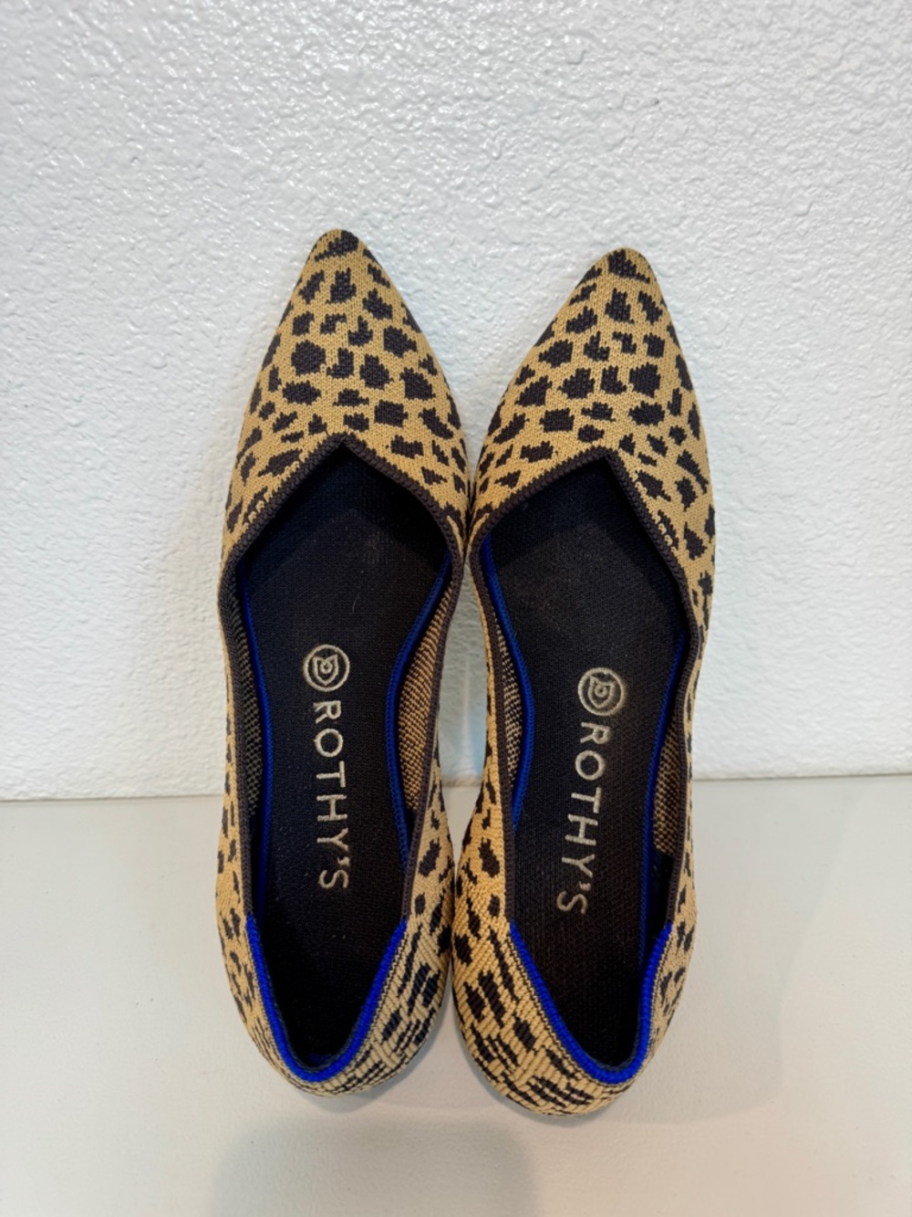 Rothy’s The Point Ballet Flat Retired Tan Black Leopard Print Pointy Toe Size 8